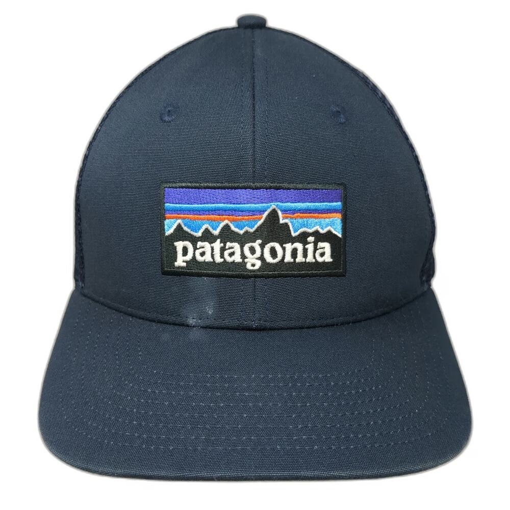 Patagonia Trucker Hat Blue One Size Mesh Snapback Fitz Roy Mountain Logo Patch